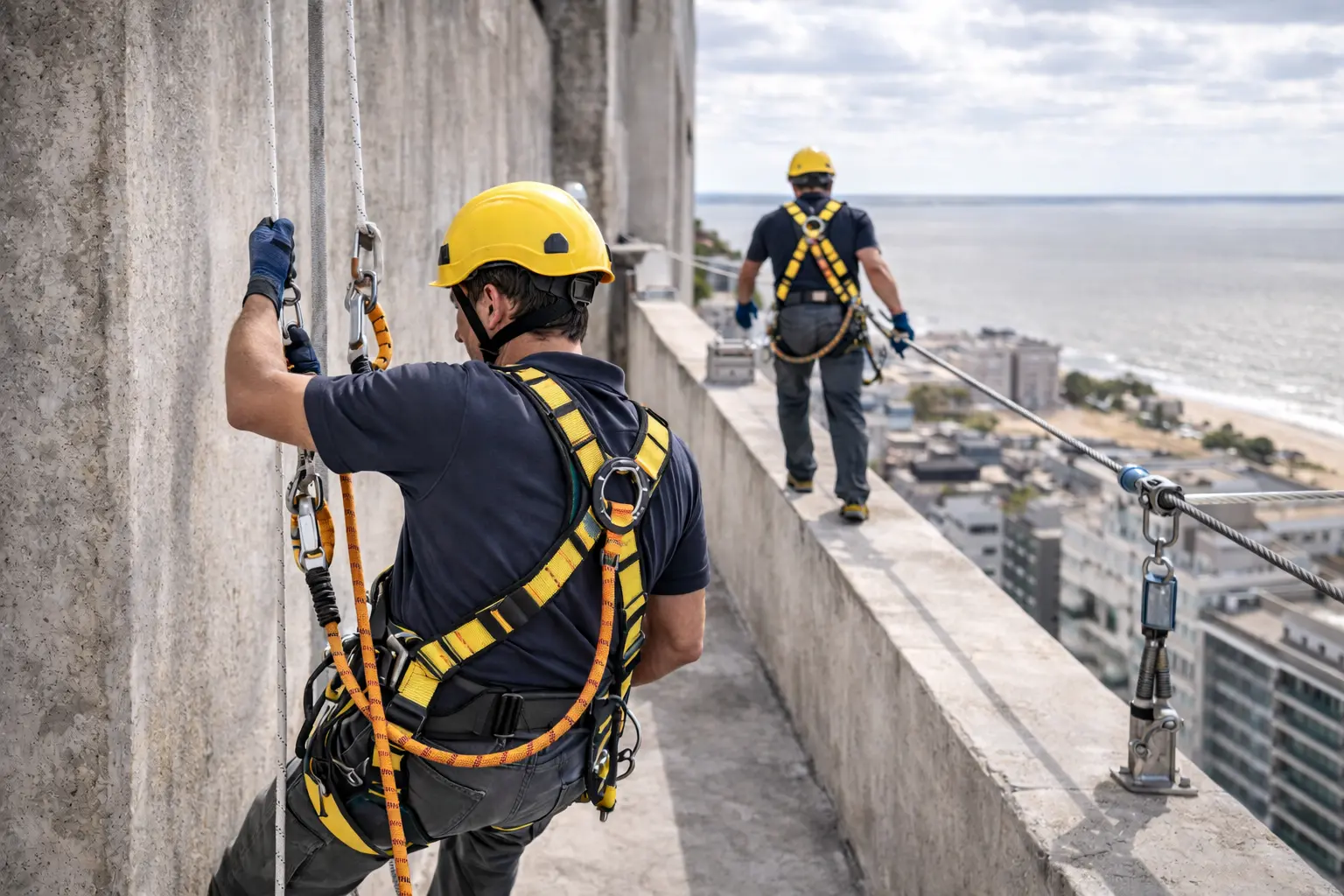 Línea de vida instalada sobre una estructura